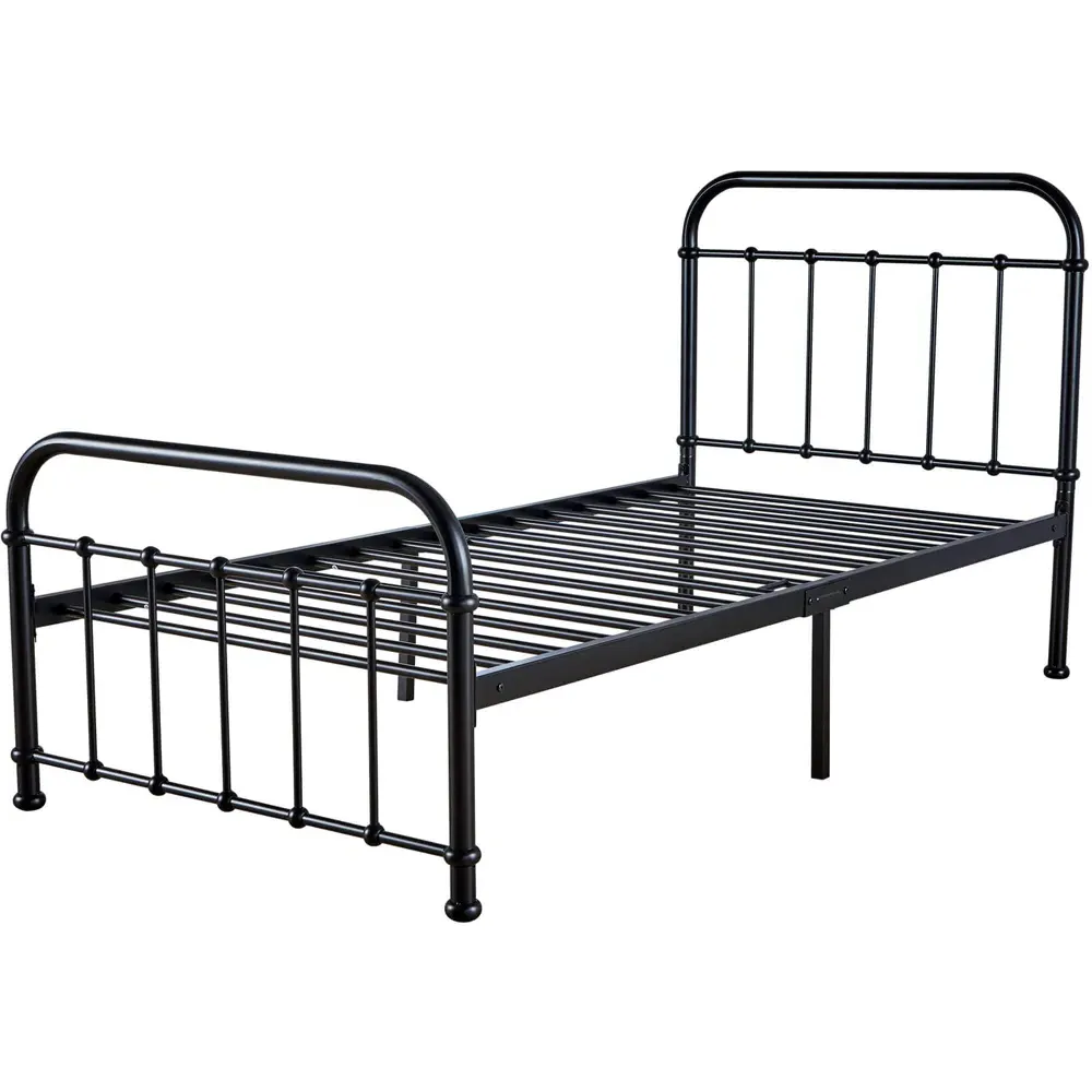 Minerva Single Bed Frame - Black, Metal