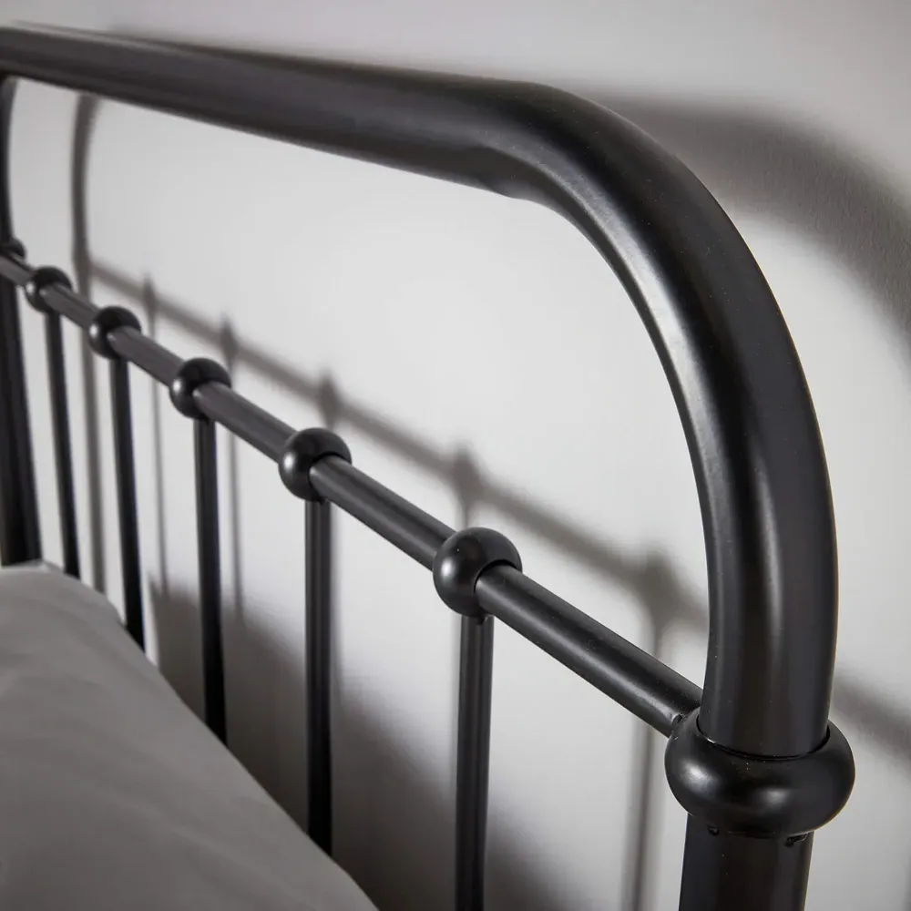 Minerva Single Bed Frame - Black, Metal