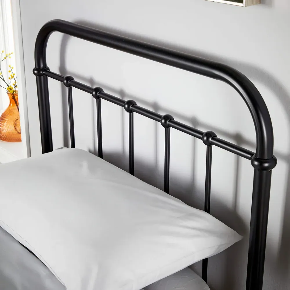 Minerva Single Bed Frame - Black, Metal