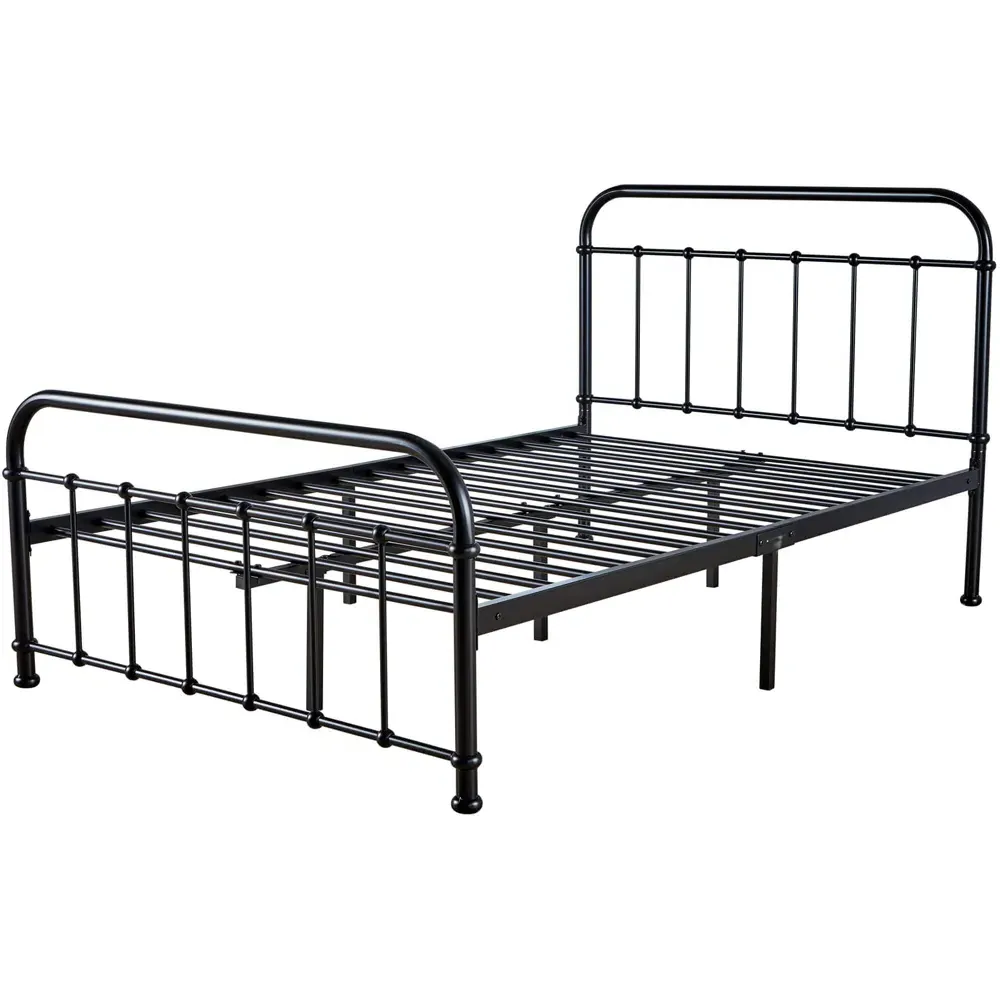 Minerva Small Double Bed Frame - Black, Metal