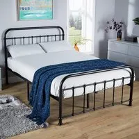 Minerva Small Double Bed Frame - Black, Metal