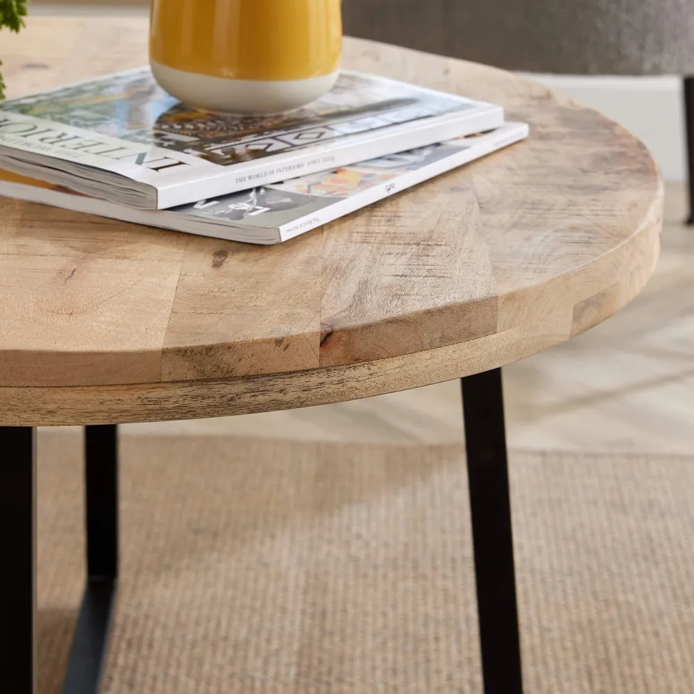 Modesto Round Coffee Table - Brown, Mango Wood