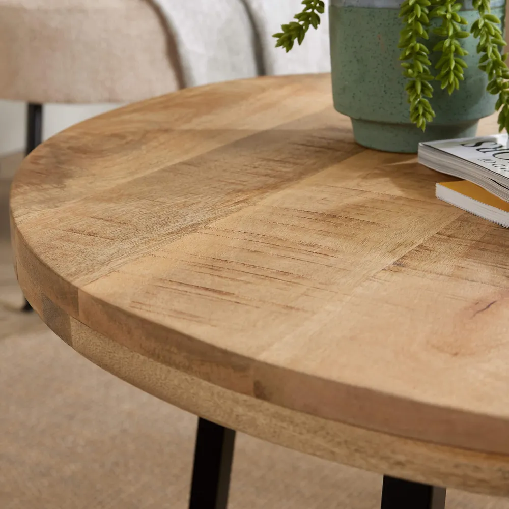 Modesto Round Coffee Table - Brown, Mango Wood