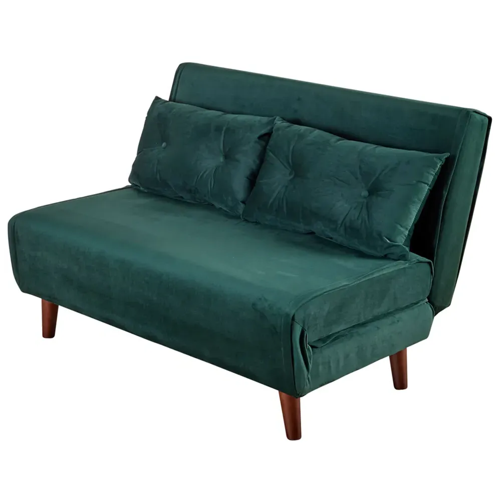 Morella 2-Seater Folding Sofa Bed - Green, Velvet