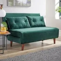 Morella 2-Seater Folding Sofa Bed - Green, Velvet