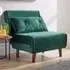 Morella Single Seater Folding Sofa Bed - Green, Velvet