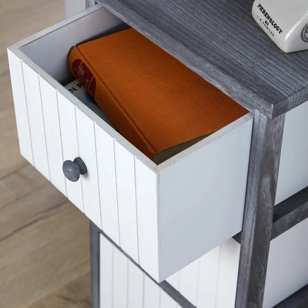 Mosbach 3 Drawer Storage Unit - Grey, Paulownia Wood