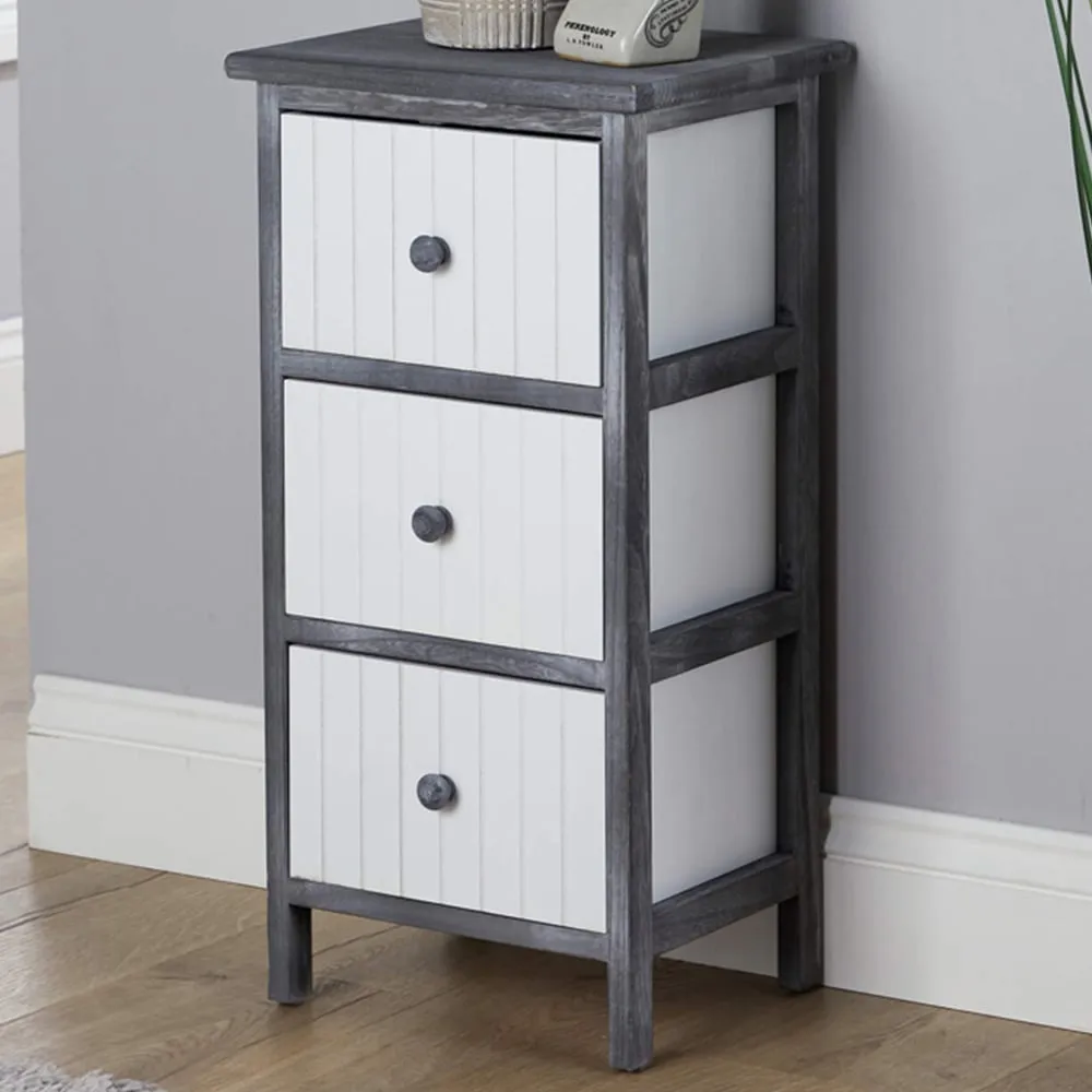 Mosbach 3 Drawer Storage Unit - Grey, Paulownia Wood image