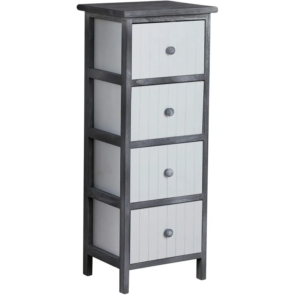 Mosbach 4 Drawer Storage Unit - Grey, Paulownia Wood