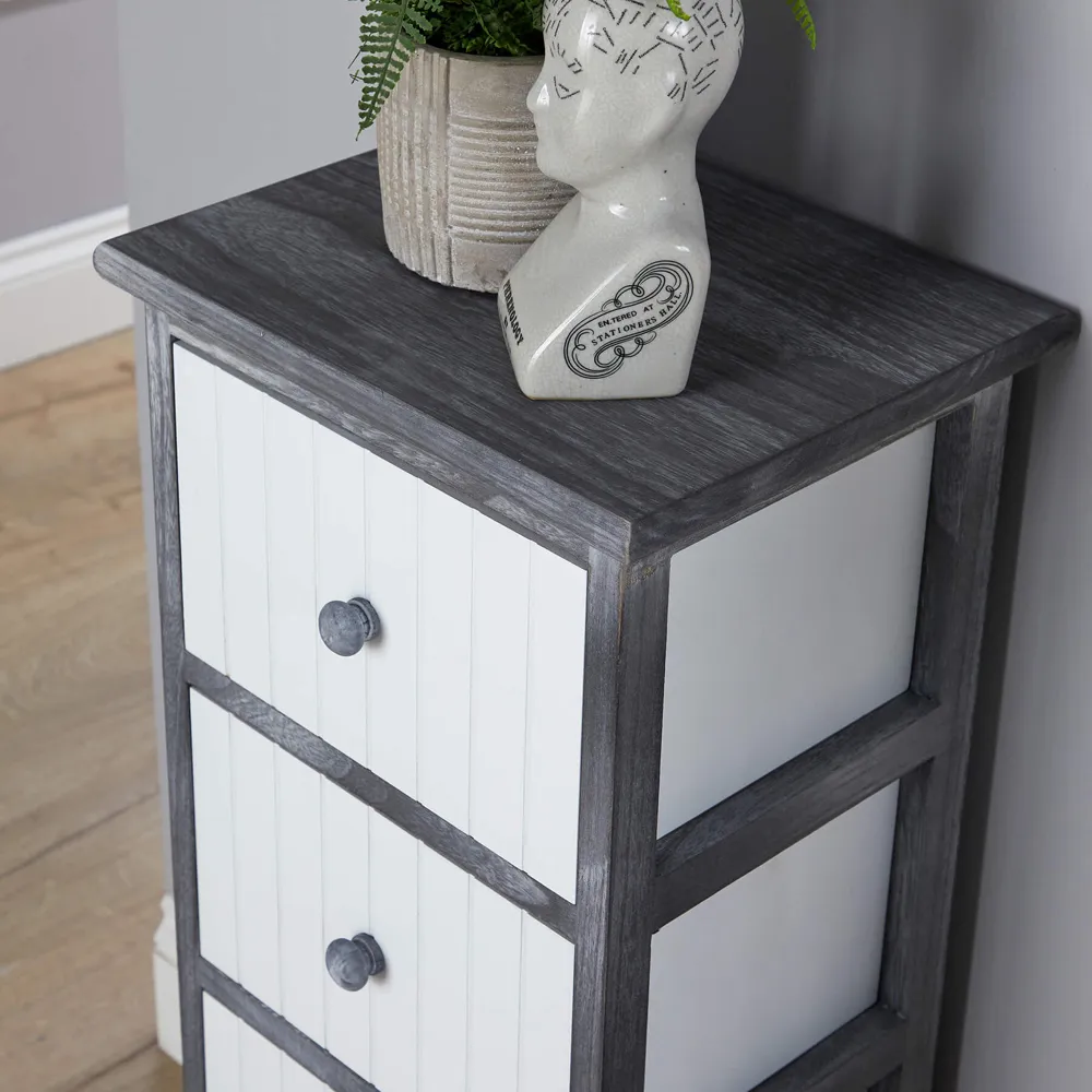 Mosbach 4 Drawer Storage Unit - Grey, Paulownia Wood
