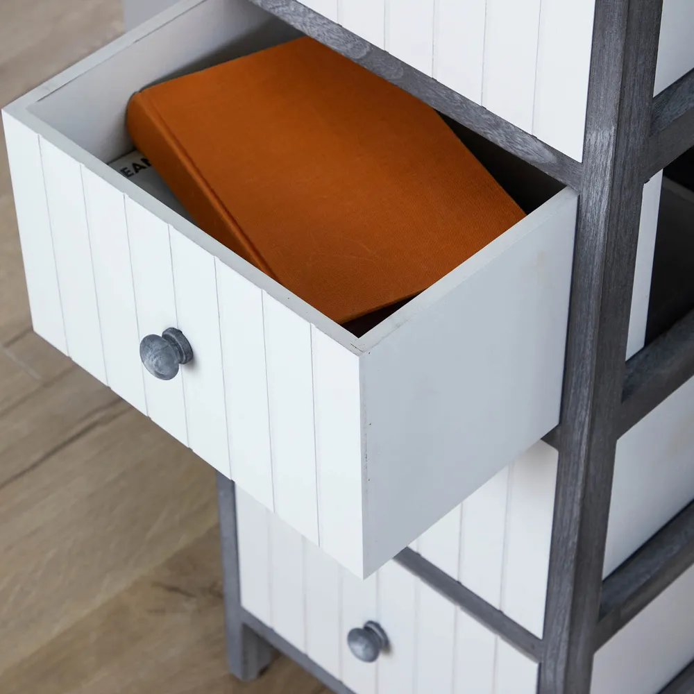 Mosbach 4 Drawer Storage Unit - Grey, Paulownia Wood