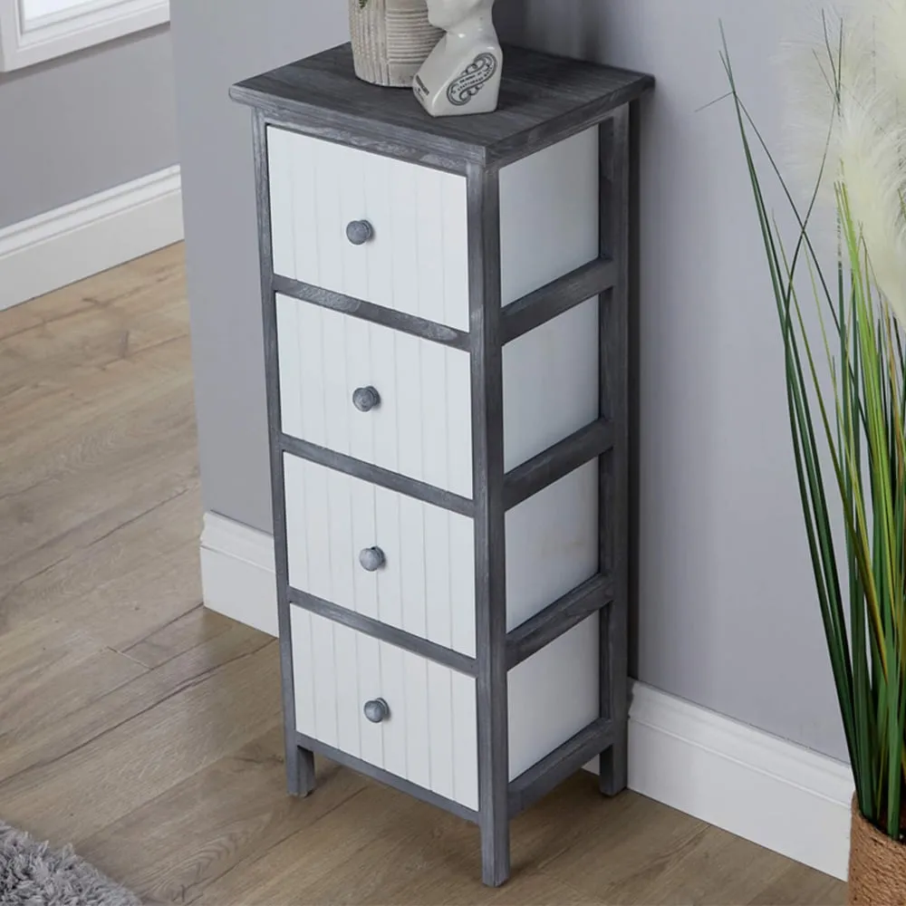 Mosbach 4 Drawer Storage Unit - Grey, Paulownia Wood