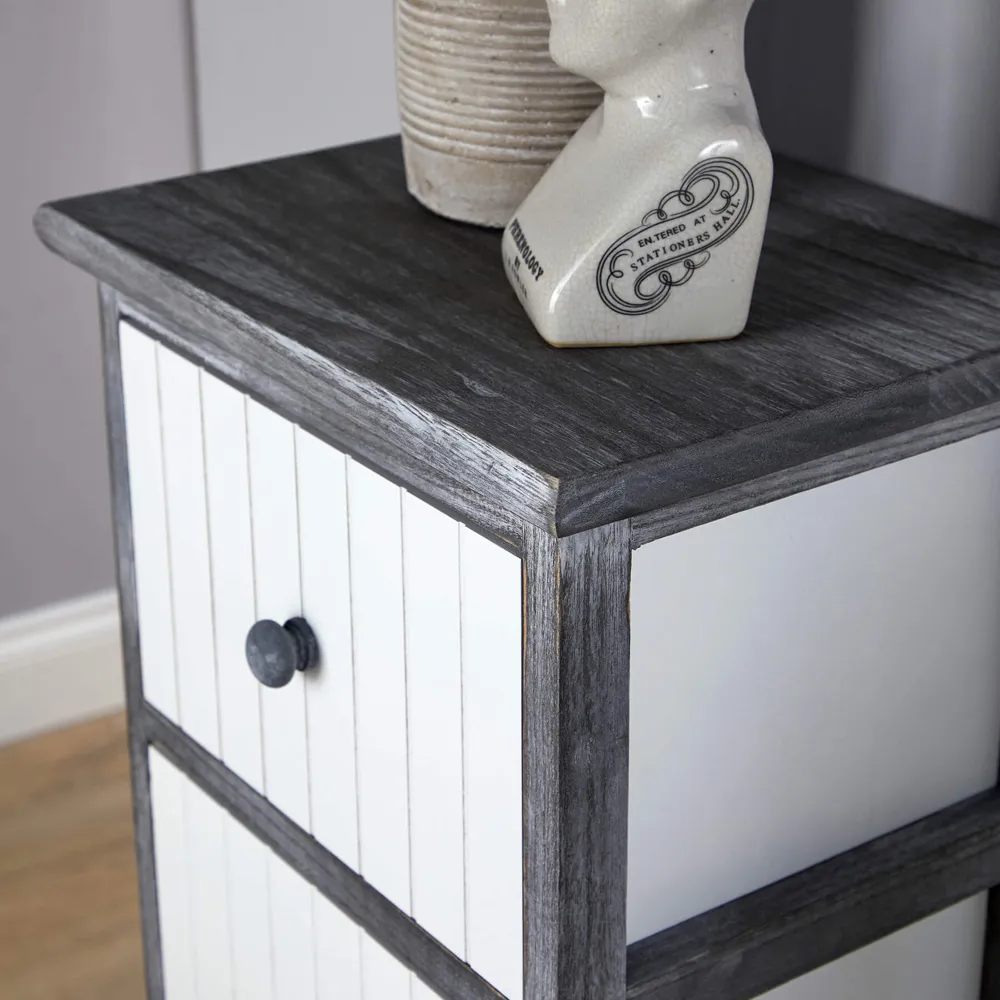 Mosbach 5 Drawer Storage Unit - Grey, Paulownia Wood