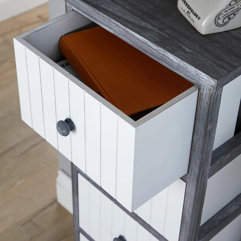 Mosbach 5 Drawer Storage Unit - Grey, Paulownia Wood