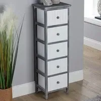 Mosbach 5 Drawer Storage Unit - Grey, Paulownia Wood