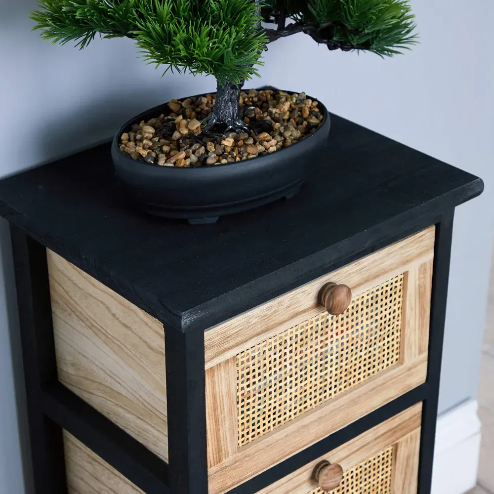 Mosina 3 Drawer Storage Unit - Black, Rattan