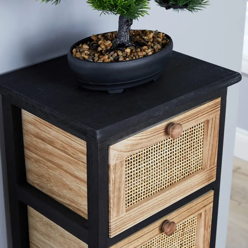 Mosina 5 Drawer Storage Unit - Black, Rattan