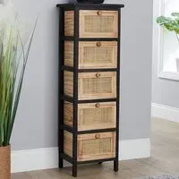 Mosina 5 Drawer Storage Unit - Black, Rattan