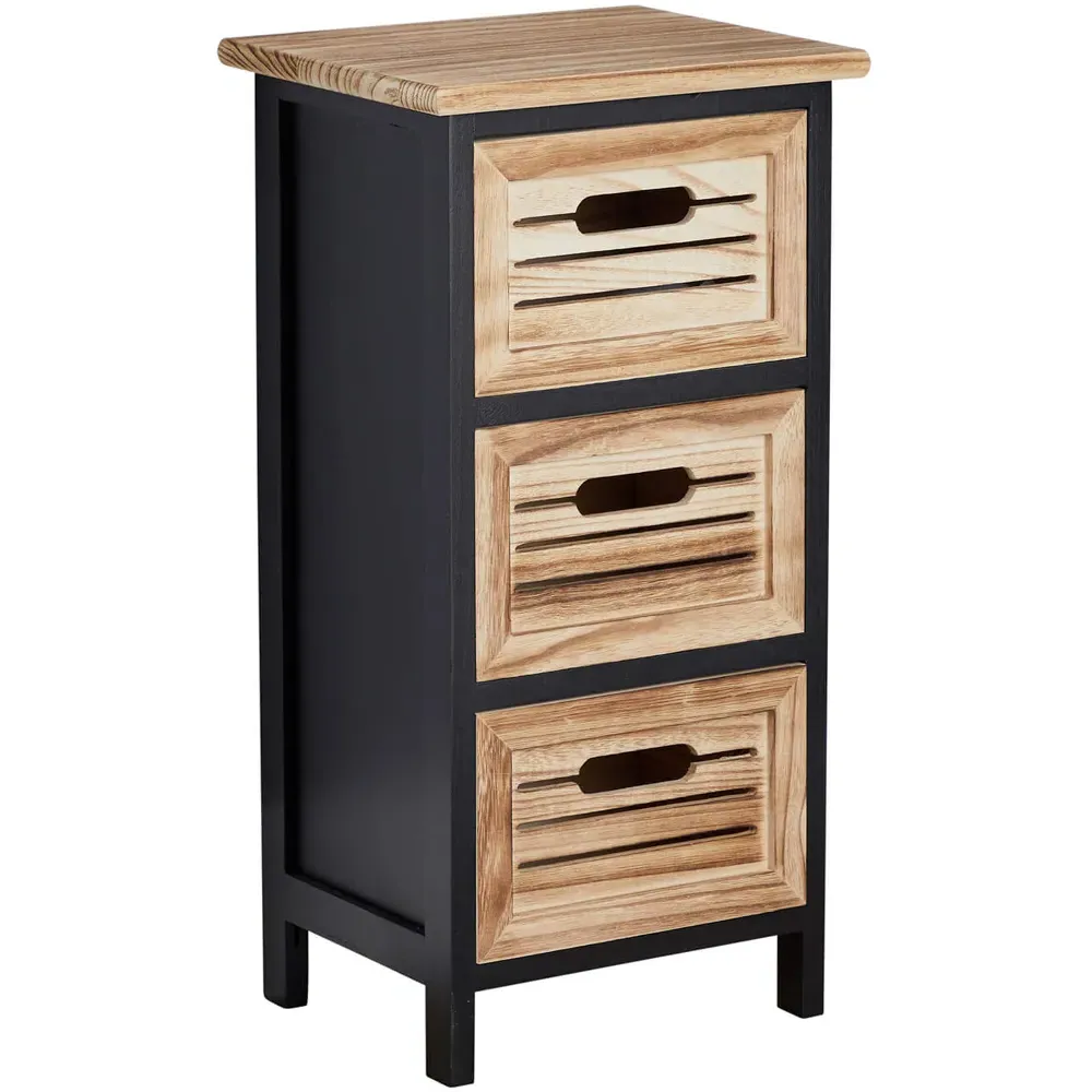 Mostyn 3 Drawer Chest of Drawers - Black, Oak