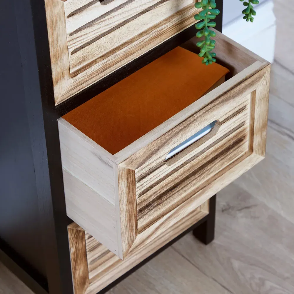 Mostyn 3 Drawer Chest of Drawers - Black, Oak