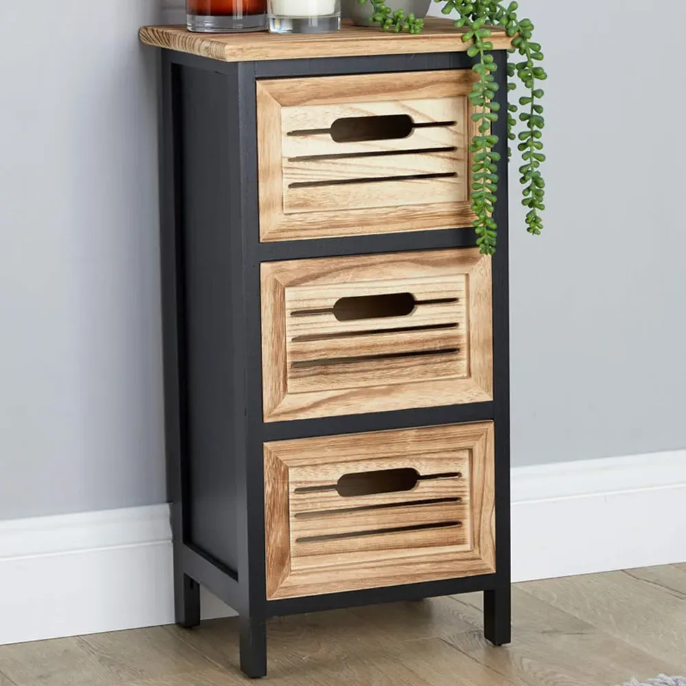 Mostyn 3 Drawer Chest of Drawers - Black, Oak