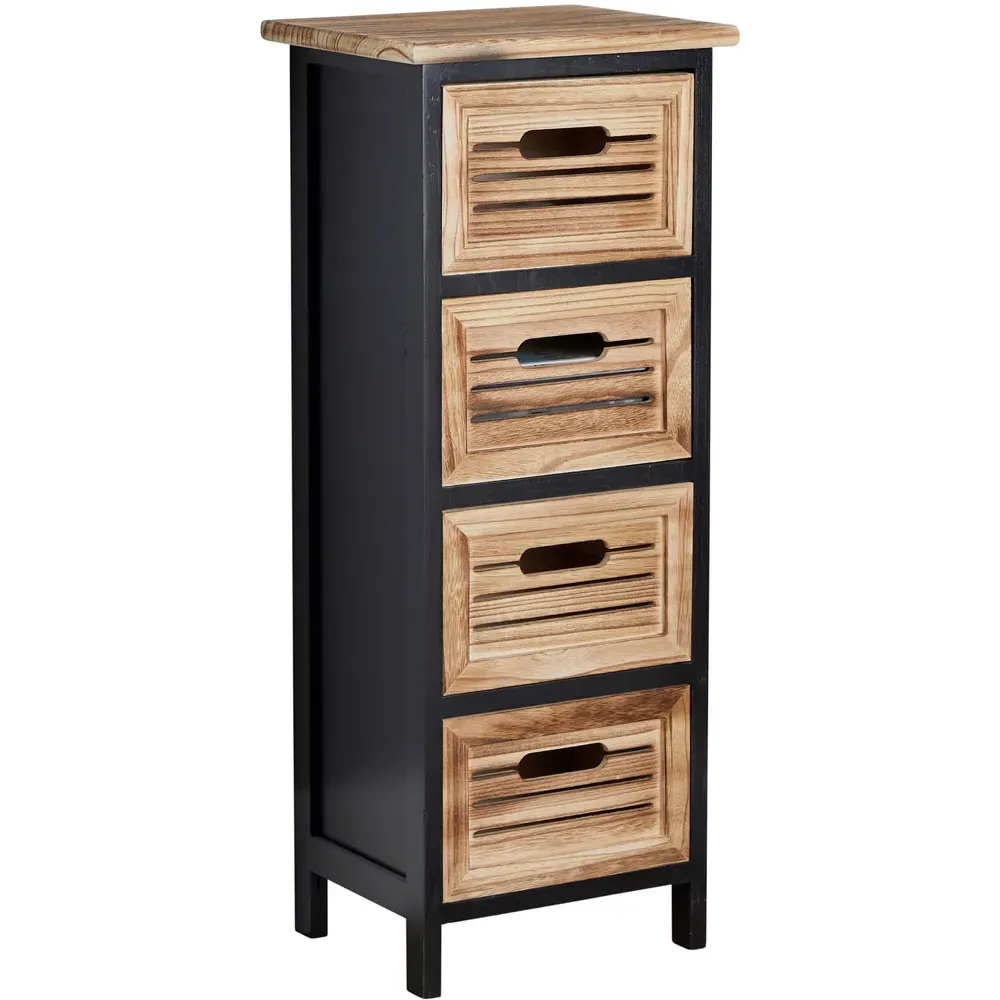 Mostyn 4 Drawer Chest of Drawers - Black, Oak