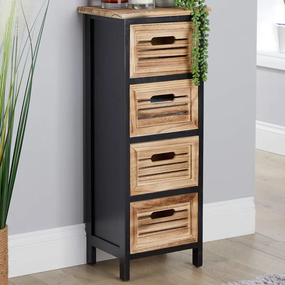 Mostyn 4 Drawer Chest of Drawers - Black, Oak