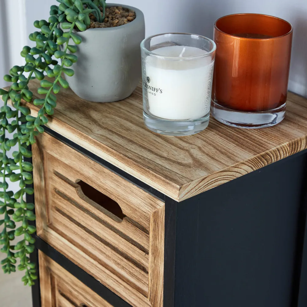 Mostyn 5 Drawer Storage Unit - Black, Oak Effect