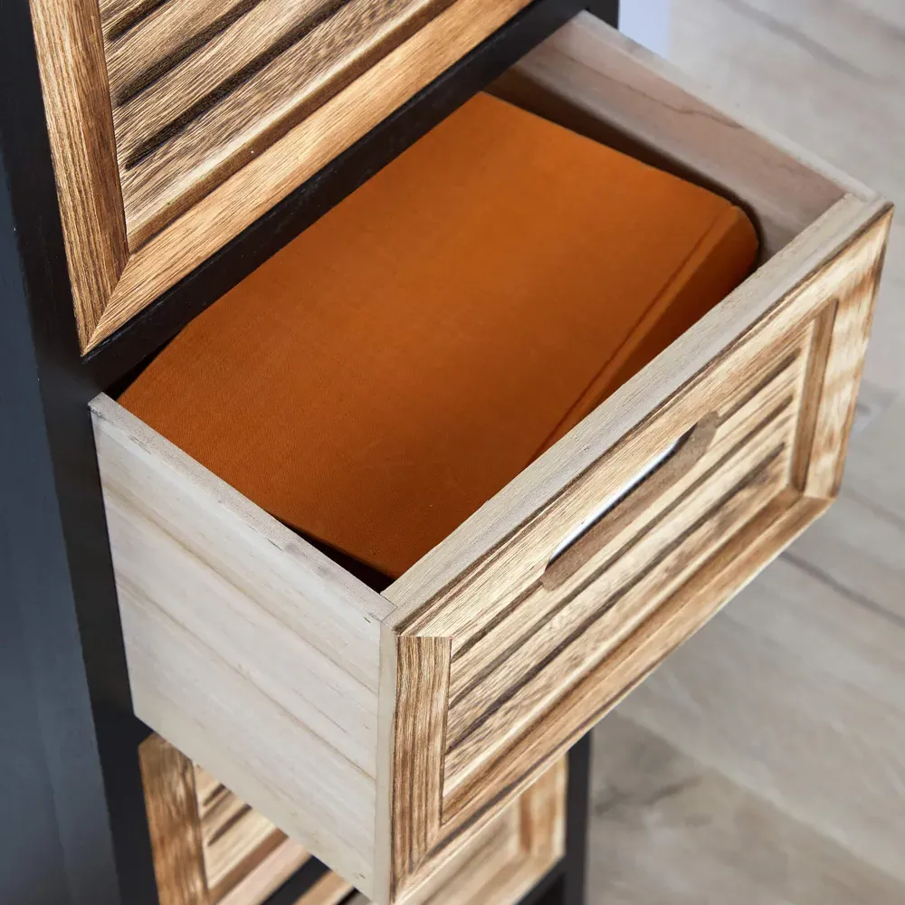 Mostyn 5 Drawer Storage Unit - Black, Oak Effect