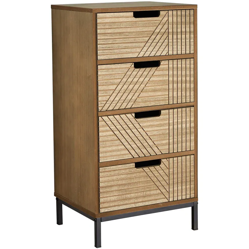 Mundesley 3 Drawer Geometric Storage Unit - Brown, MDF