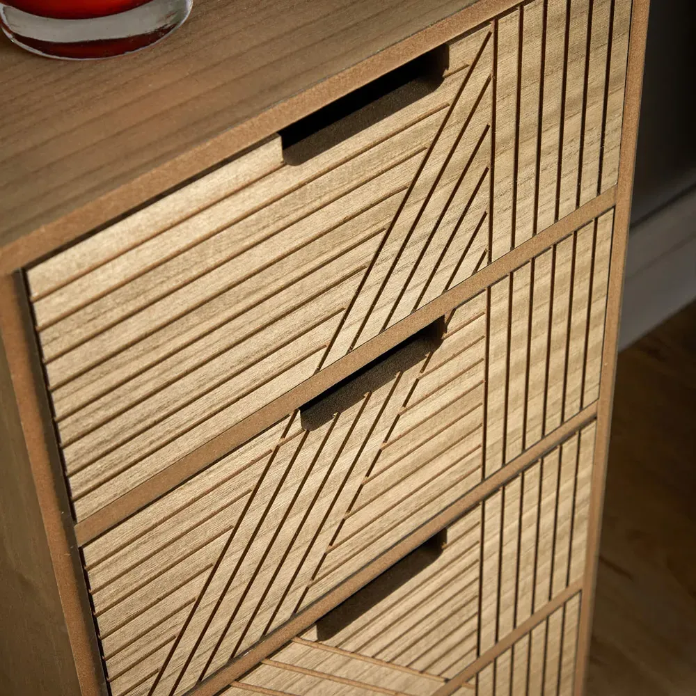 Mundesley 3 Drawer Geometric Storage Unit - Brown, MDF