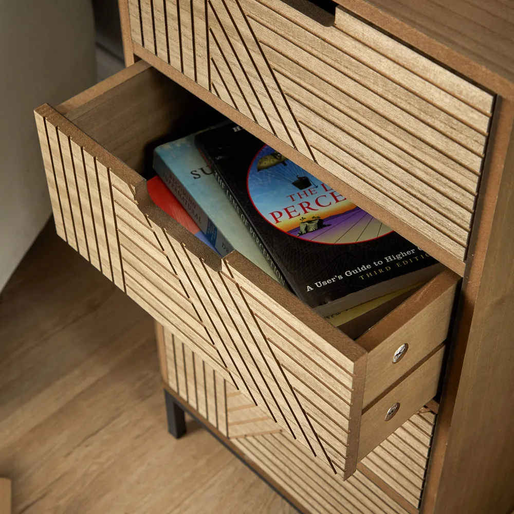 Mundesley 3 Drawer Geometric Storage Unit - Brown, MDF