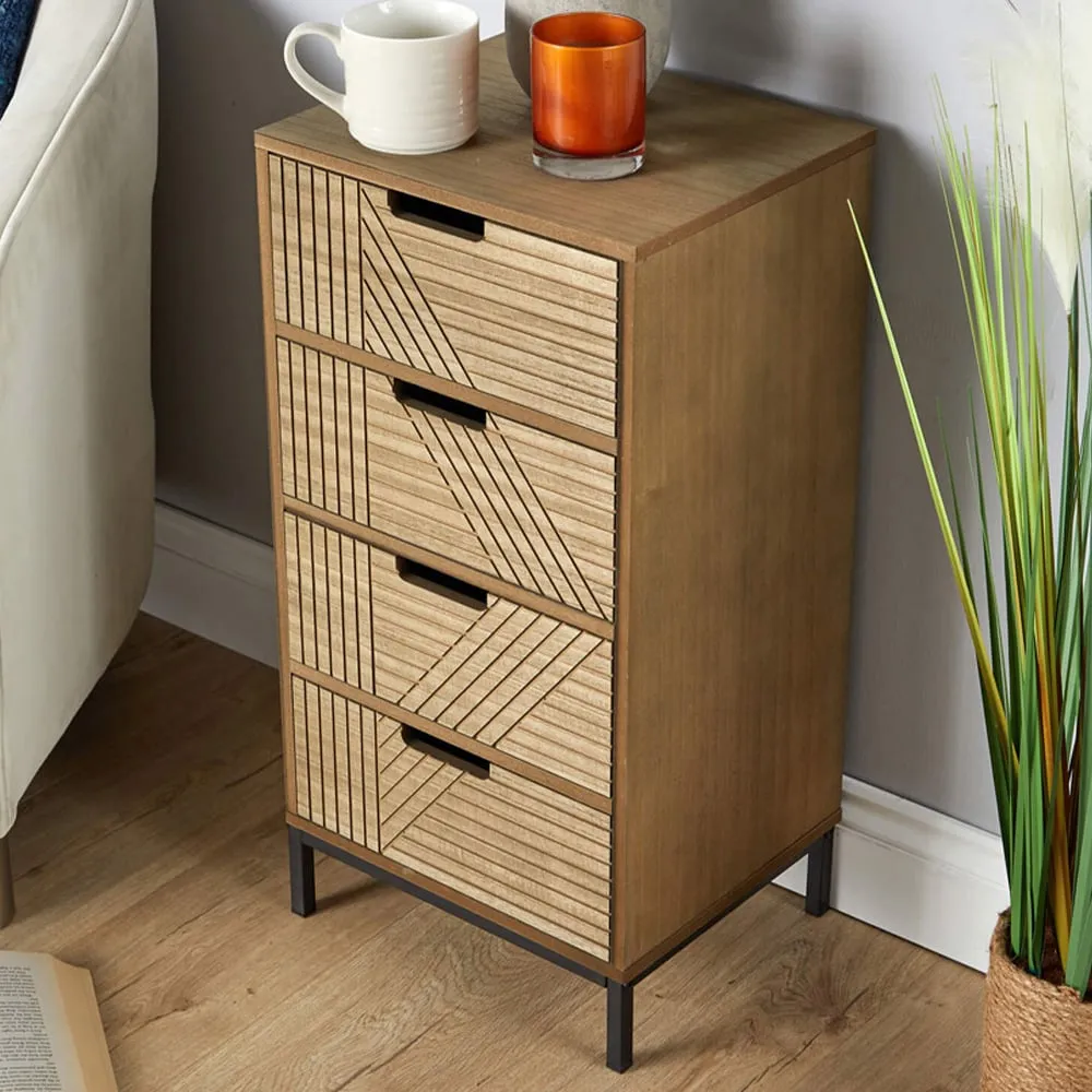 Mundesley 3 Drawer Geometric Storage Unit - Brown, MDF