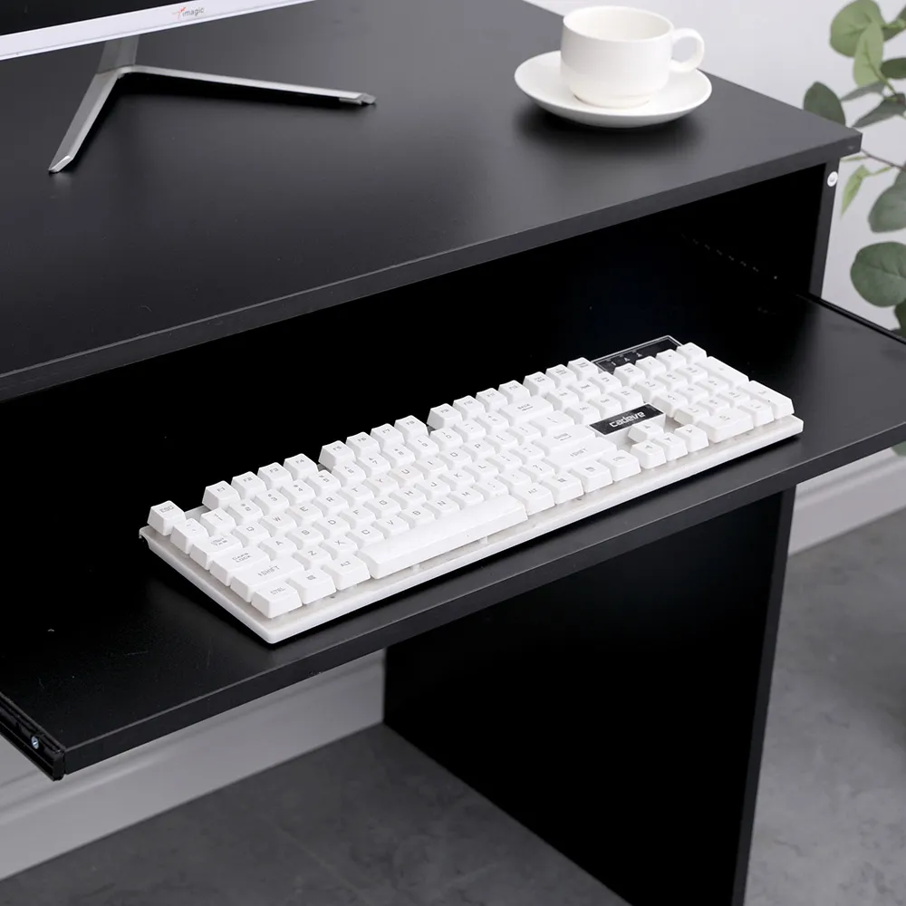 Newport Computer Desk with Sliding Keyboard Shelf - Black