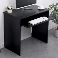Newport Computer Desk with Sliding Keyboard Shelf - Black