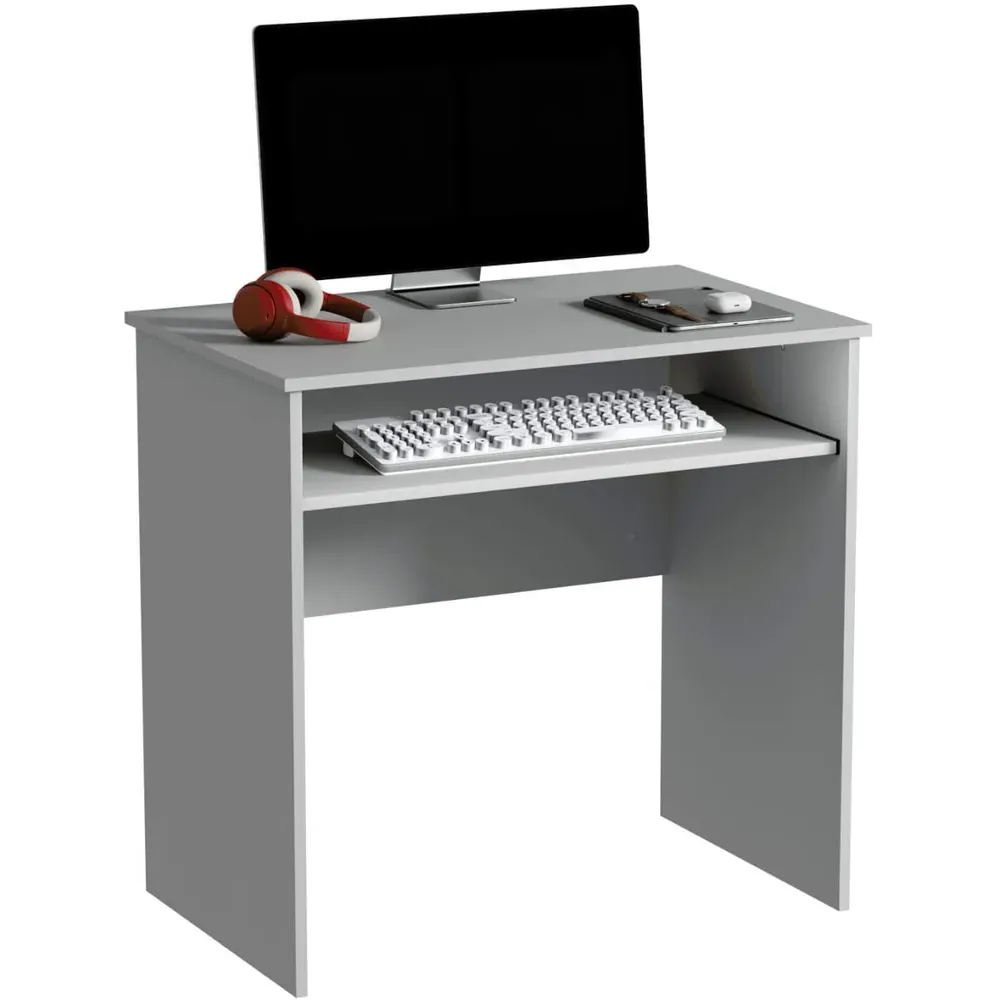 Newport Space Saving Office Desk with Keyboard Tray - Grey