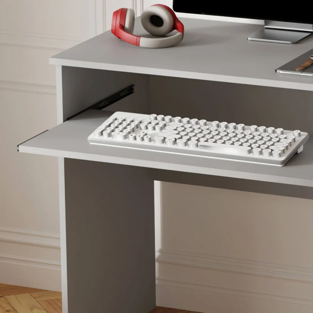 Newport Space Saving Office Desk with Keyboard Tray - Grey
