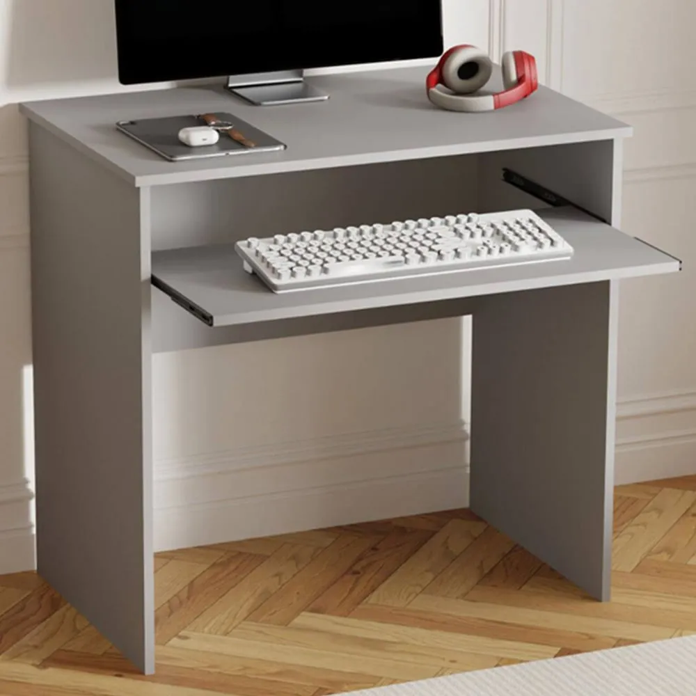 Newport Space Saving Office Desk with Keyboard Tray - Grey