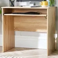 Newport Space Saving Office Desk with Keyboard Tray - Oak Effect