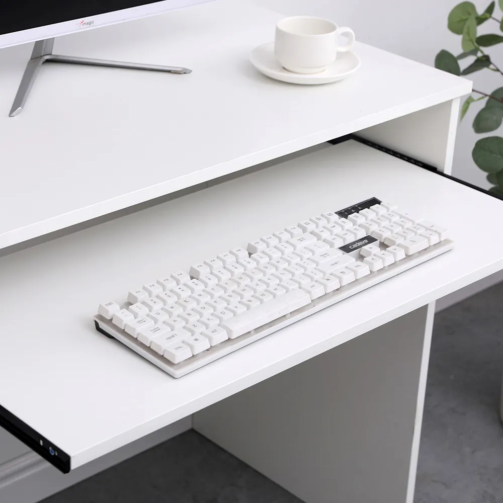 Newport Space Saving Office Desk with Keyboard Tray - White