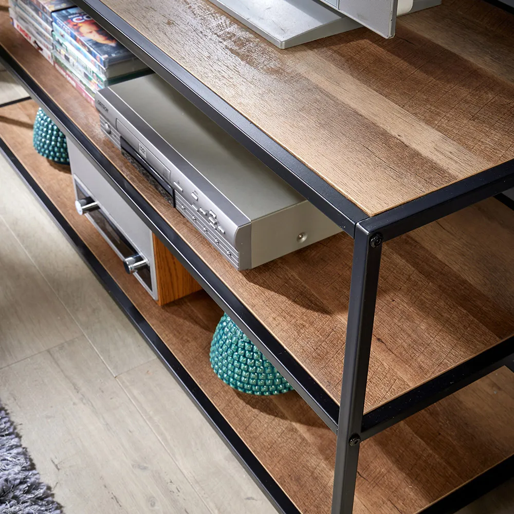 Oakmere 2 Shelf TV Unit - Black, Oak Effect