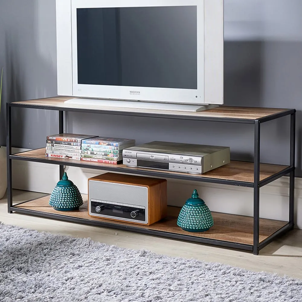 Oakmere 2 Shelf TV Unit - Black, Oak Effect image