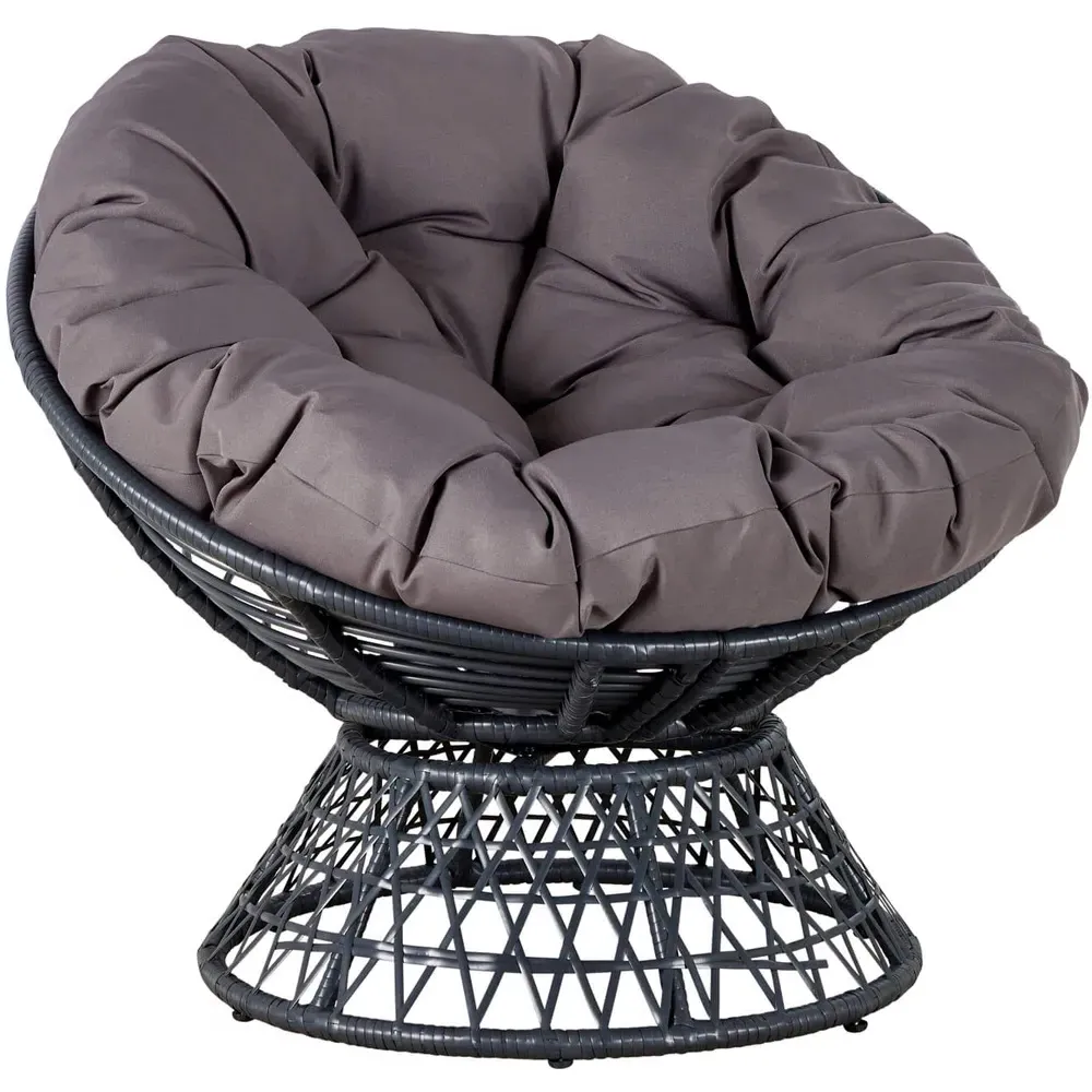 Oasis Round Papasan Chair - Dark Grey, Polyester