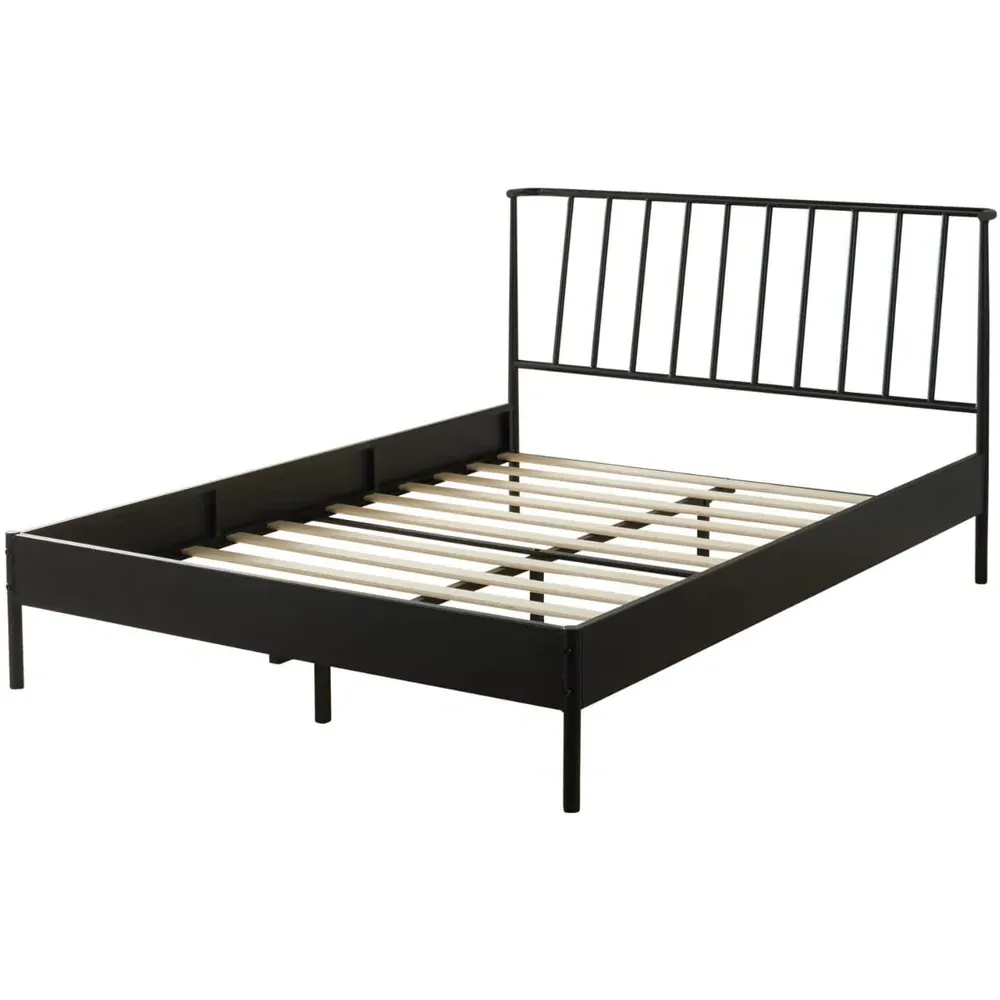 Odessa King Size Metal Bed Frame with Headboard - Black