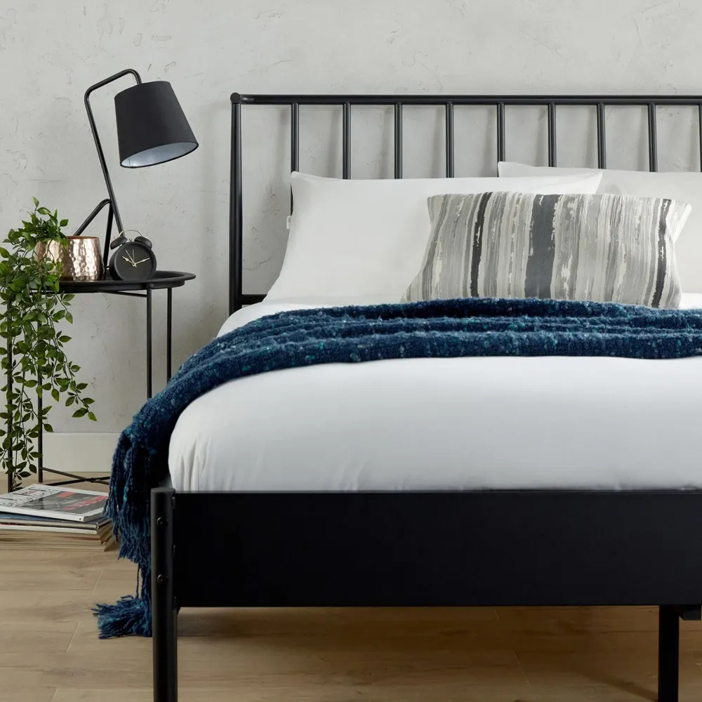 Odessa King Size Metal Bed Frame with Headboard - Black