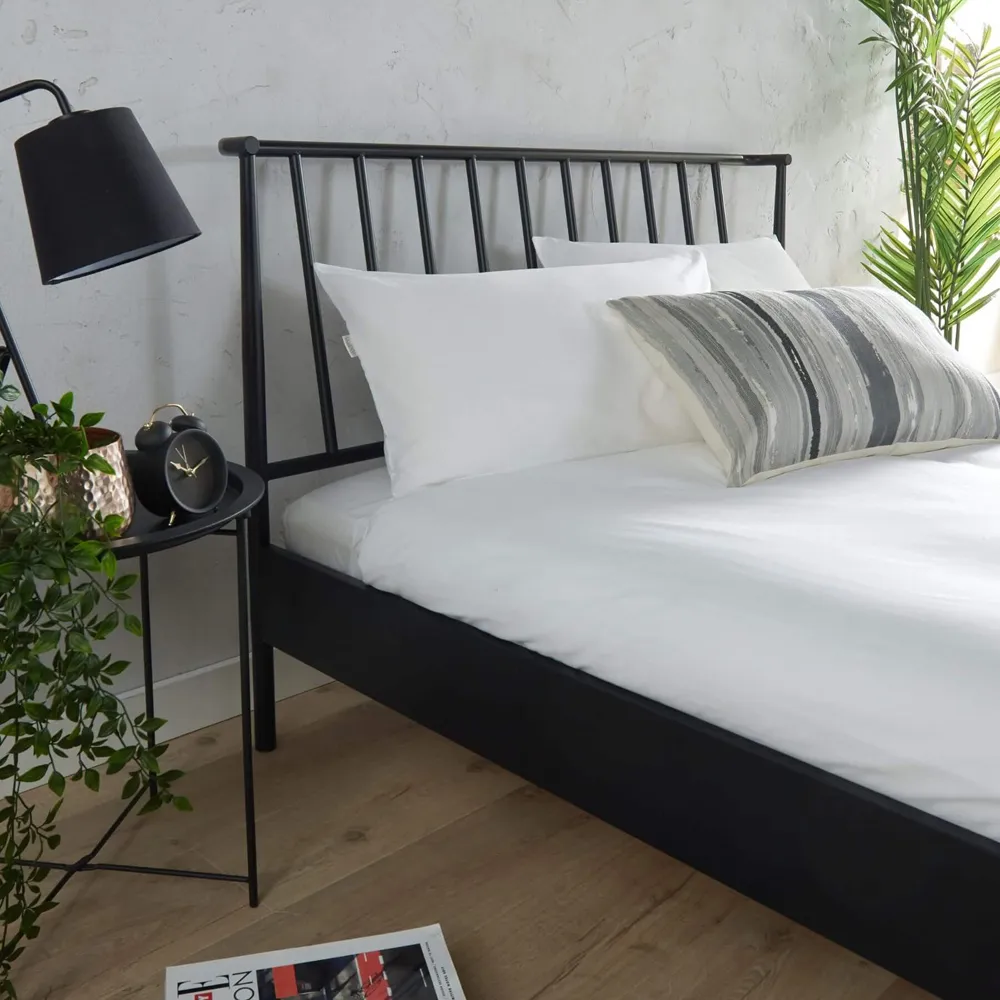 Odessa King Size Metal Bed Frame with Headboard - Black