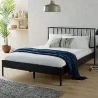 Odessa King Size Metal Bed Frame with Headboard - Black