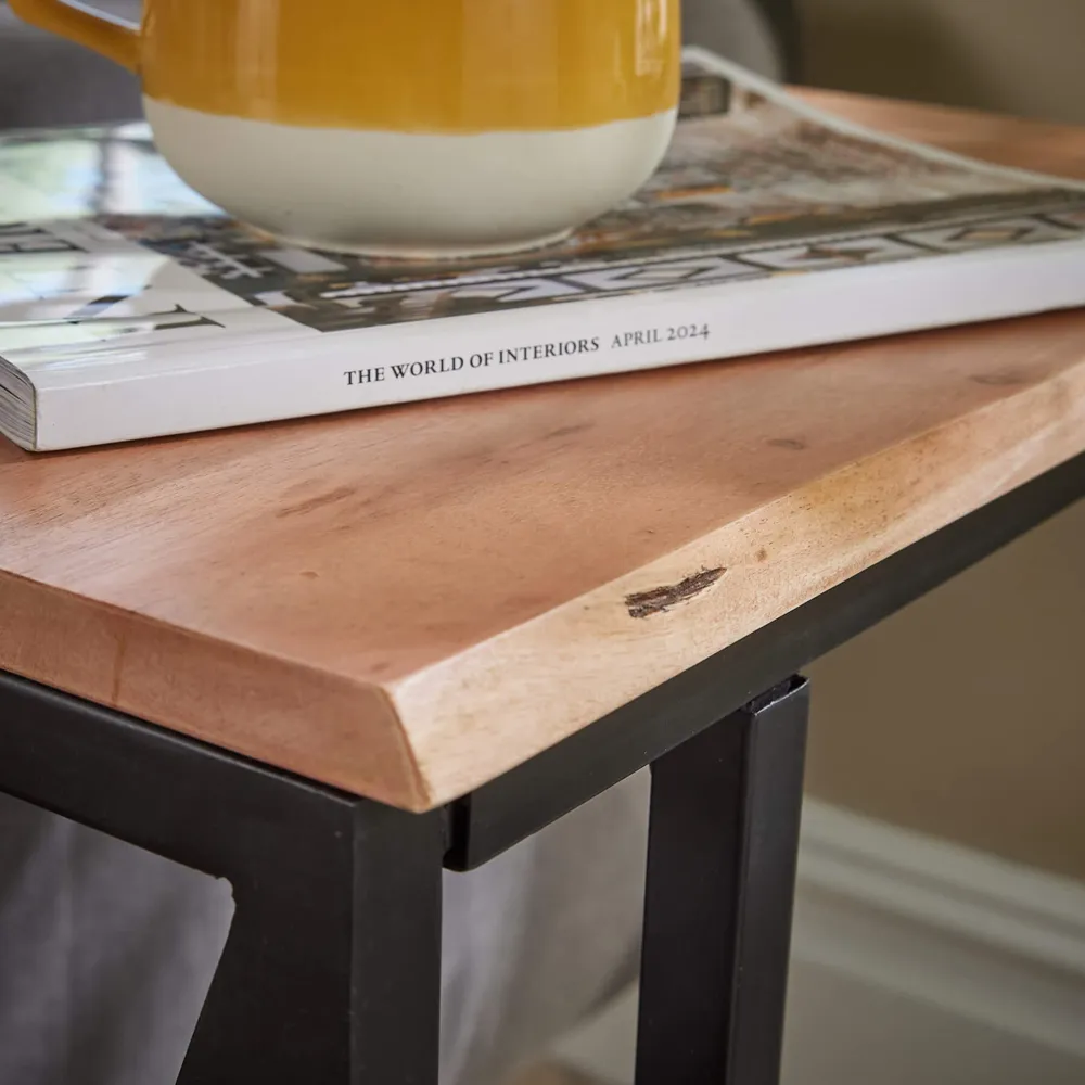 Pacific C-Shaped Side Table - Brown, Acacia Wood