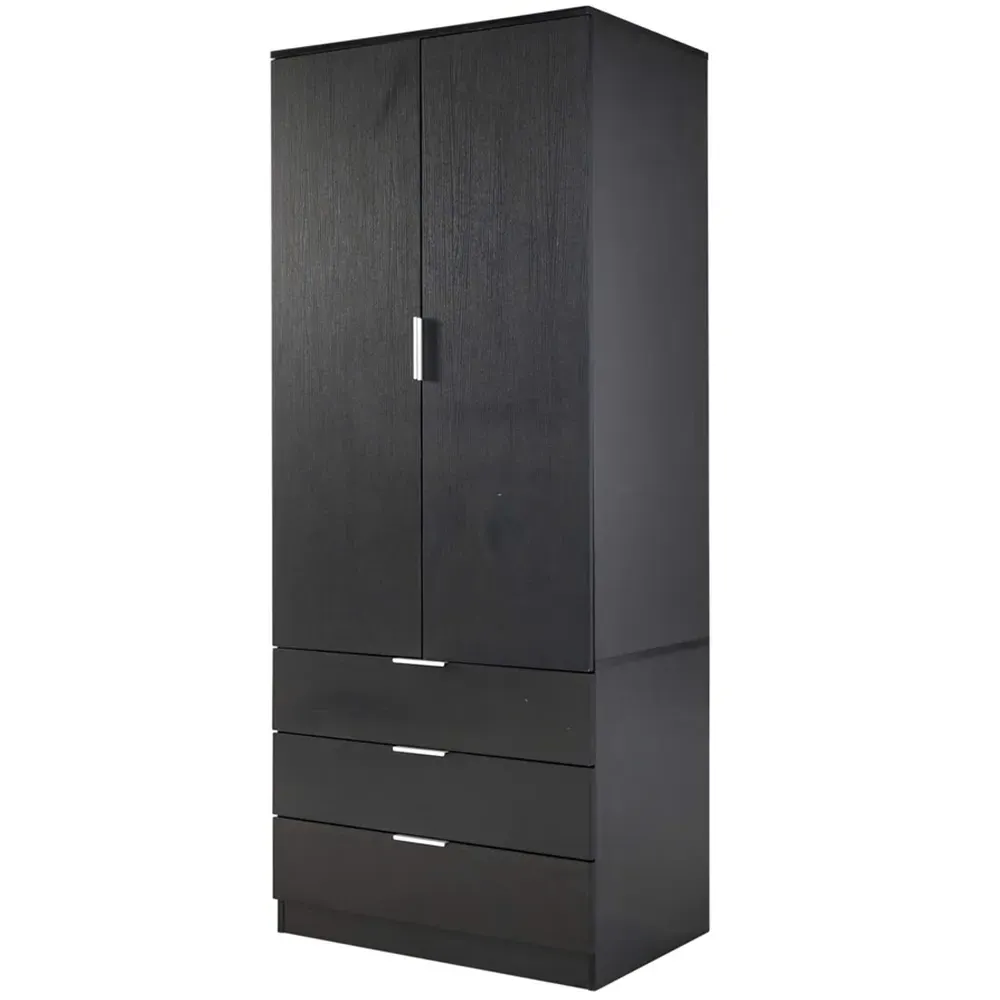 Phoenix 2 Door 3 Drawer Wardrobe - Black