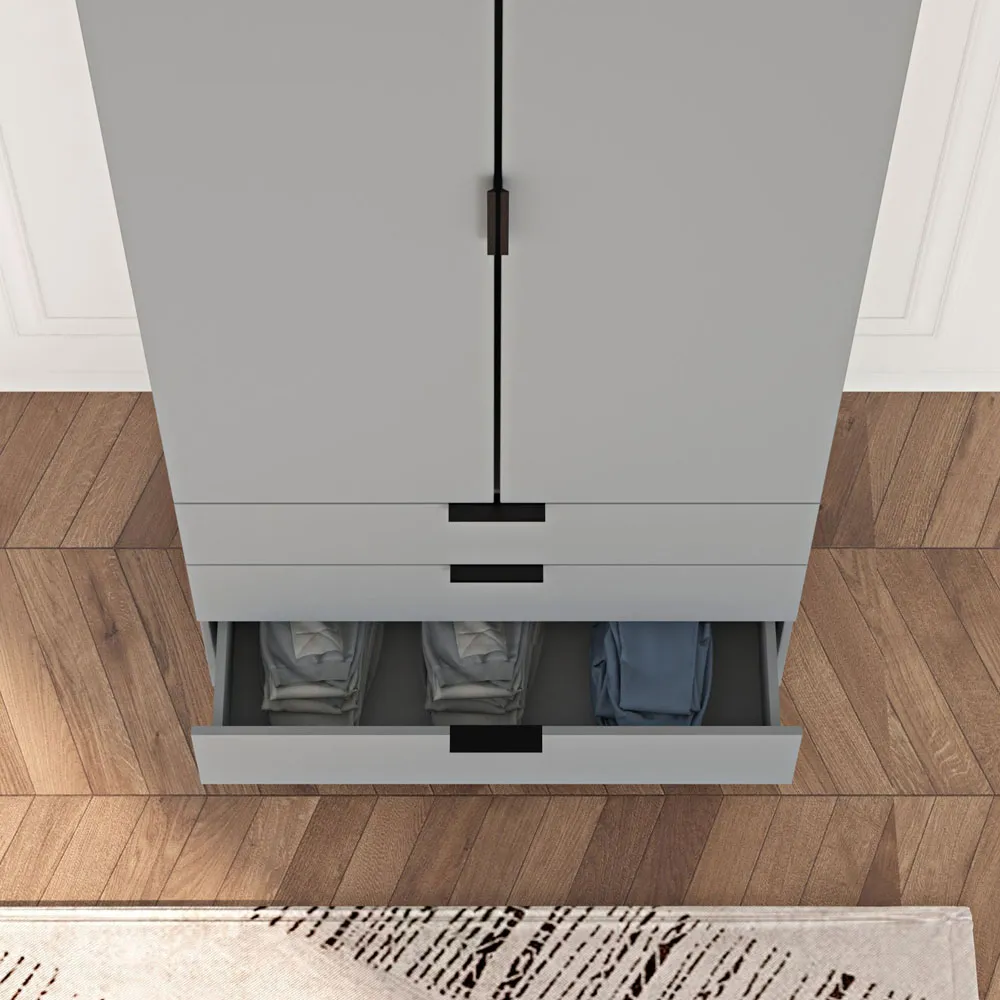 Phoenix 2 Door 3 Drawer Wardrobe - Grey